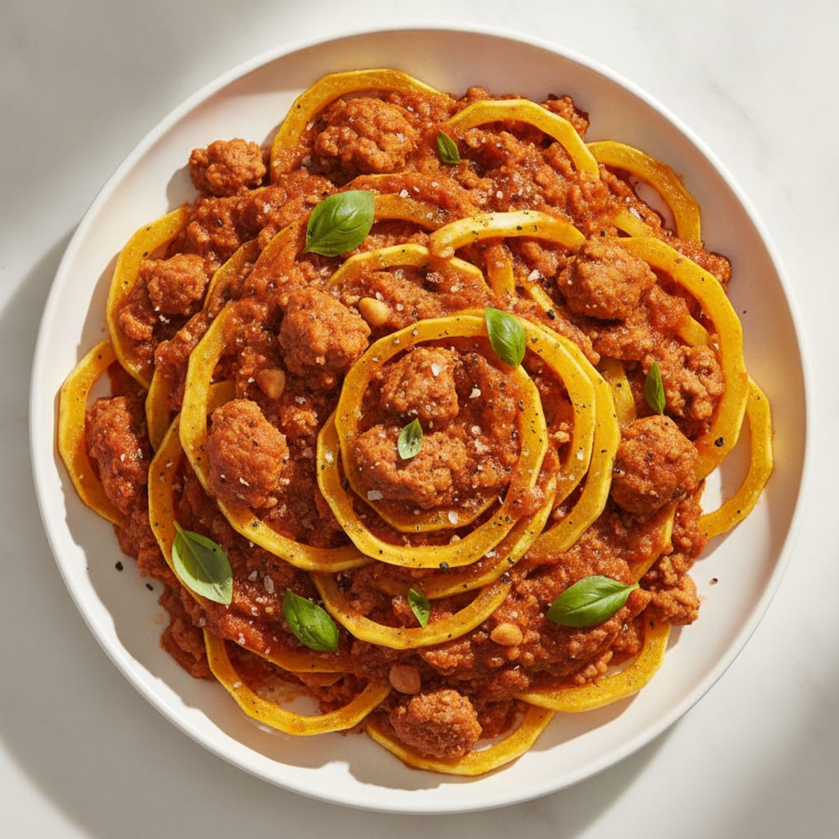 Herb-Roasted Spaghetti Squash with Savory Turkey Marinara