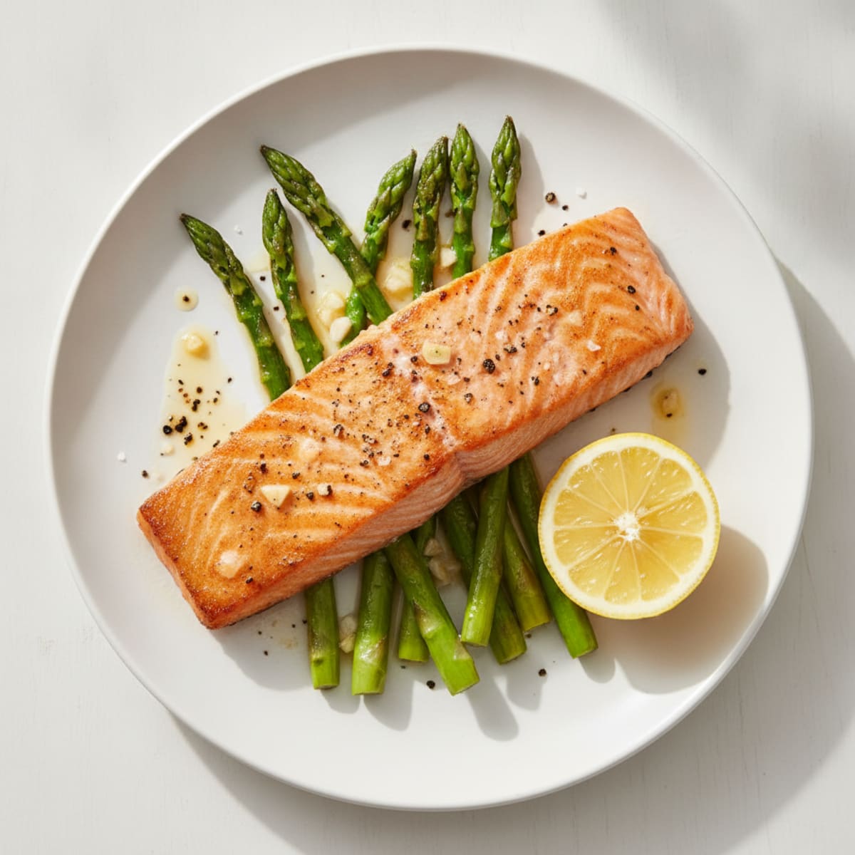 Pan-Seared Salmon with Roasted Asparagus