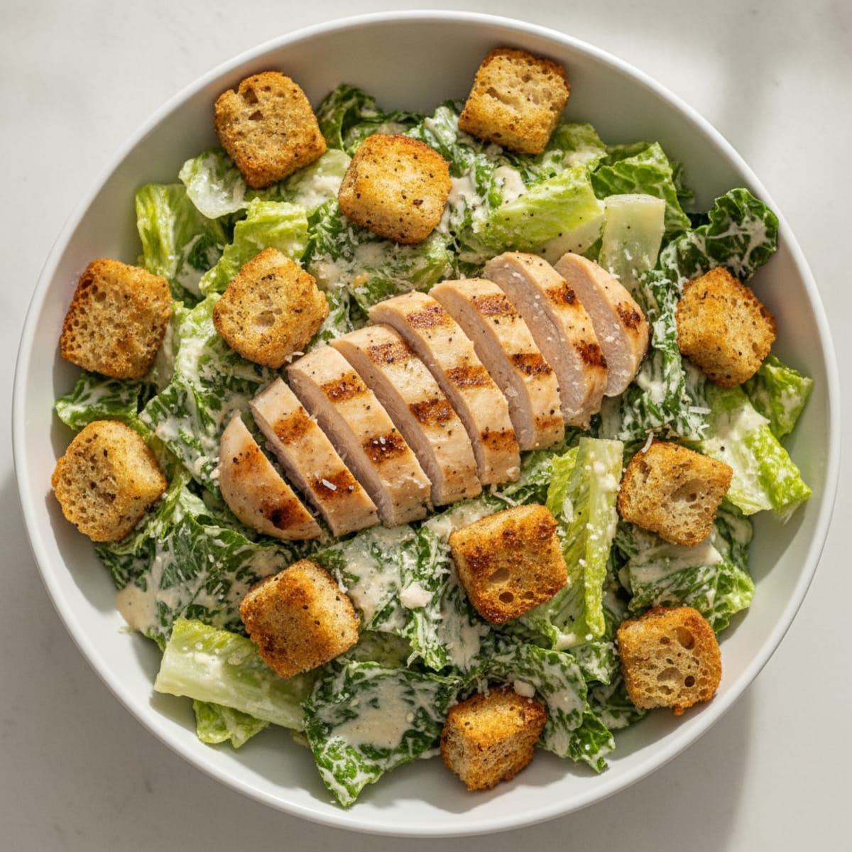 Chicken Caesar Salad with Garlic Croutons