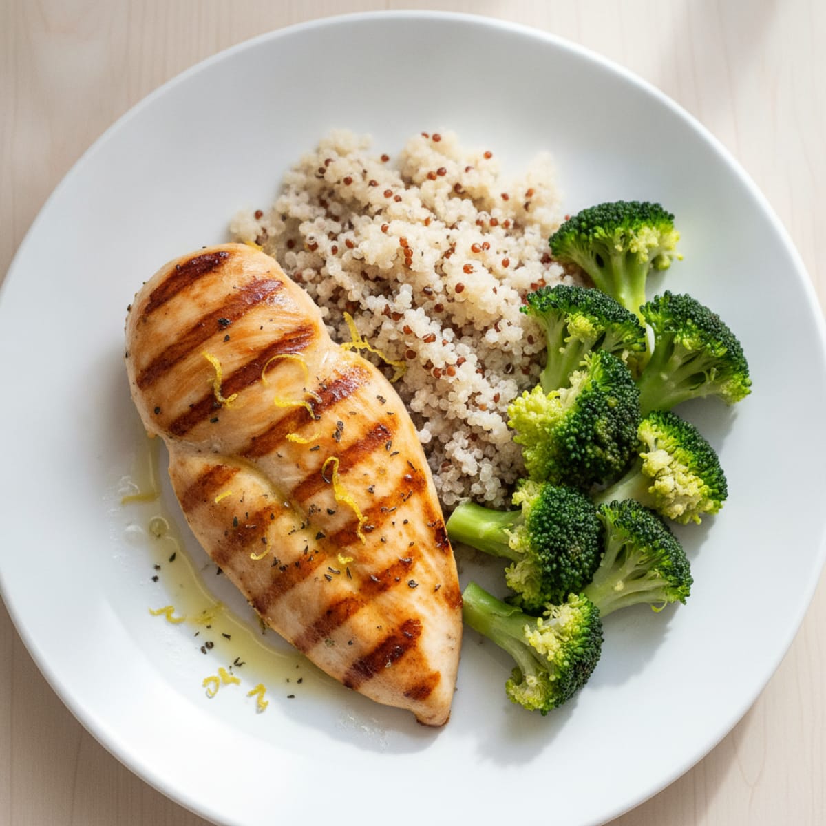 Grilled Chicken Breast with Quinoa and Steamed Broccoli