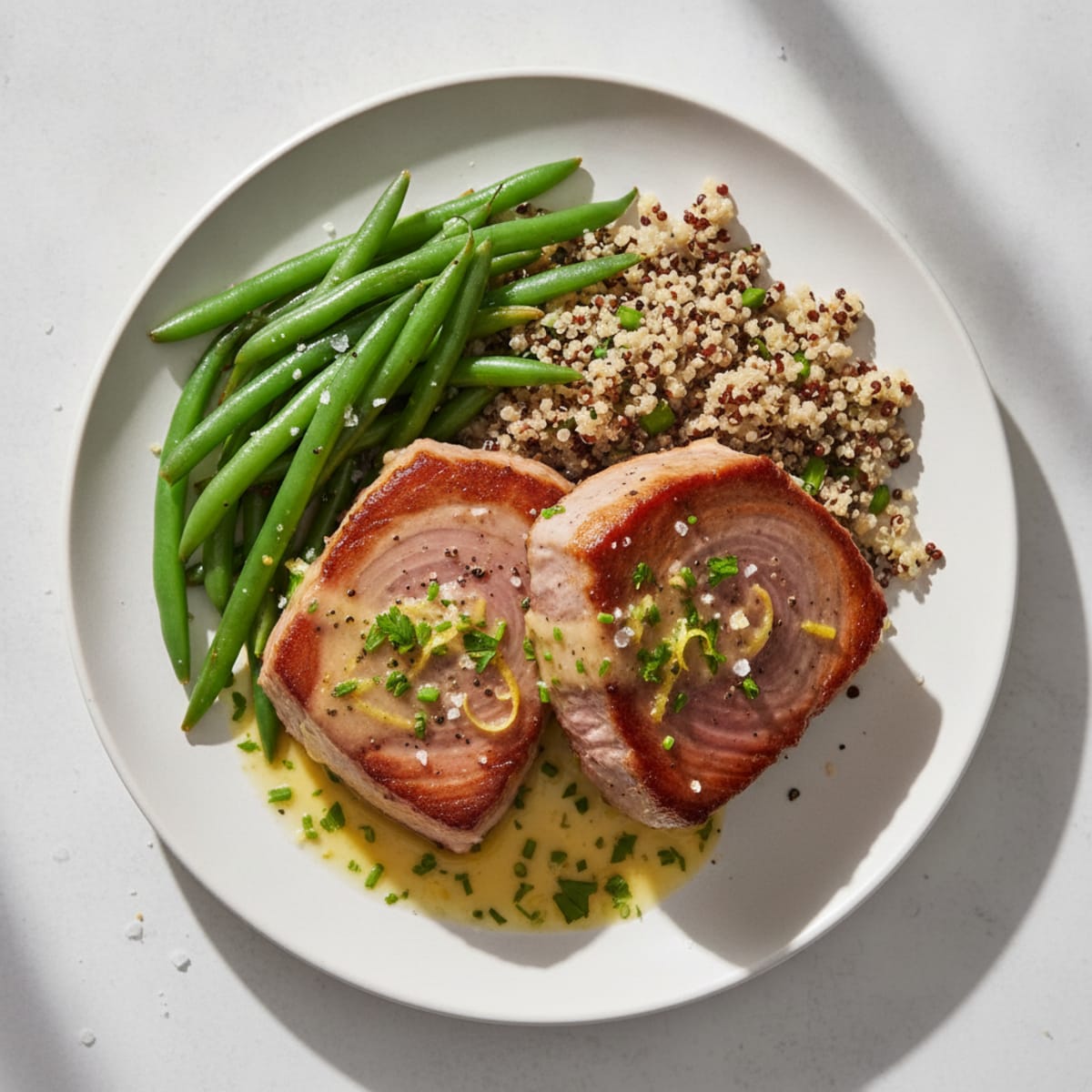 Seared Tuna with Lemon-Herb Sauce