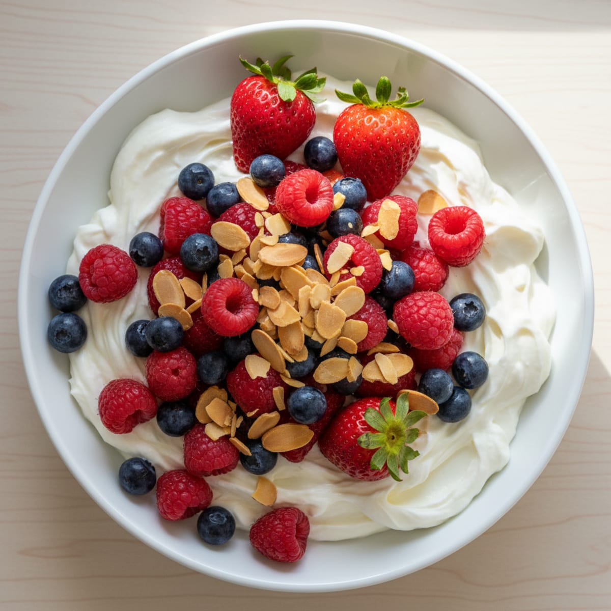 Greek Yogurt Protein Bowl with Mixed Berries and Almonds