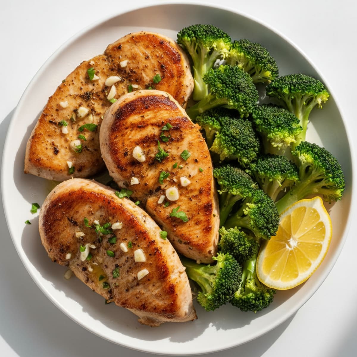 Seared Turkey Breast with Steamed Broccoli and Lemon