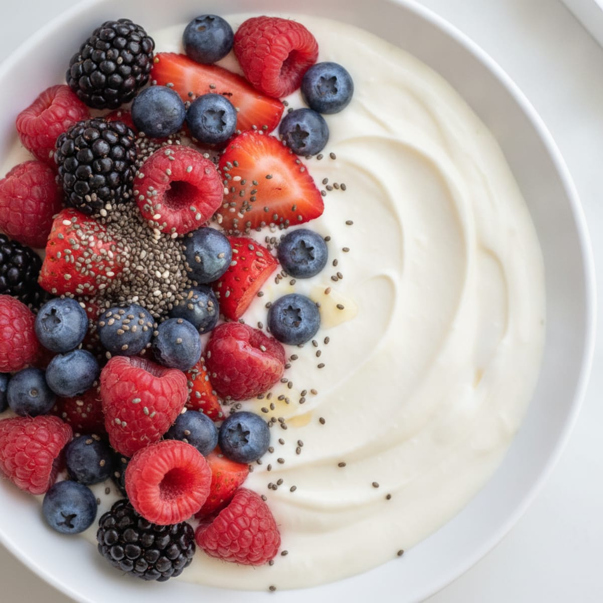 Silky Greek Yogurt Protein Pudding with Mixed Berries