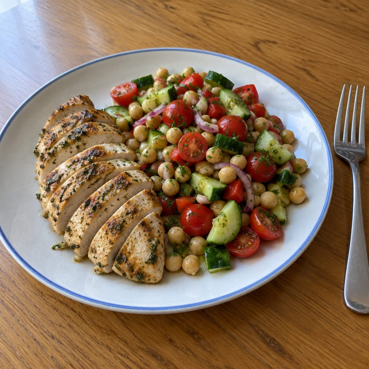 Chicken and chickpea salad