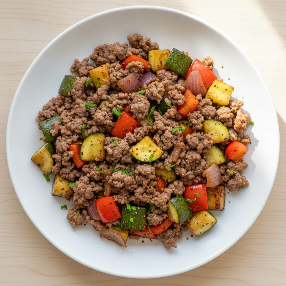 Ground Beef Skillet with Roasted Vegetables