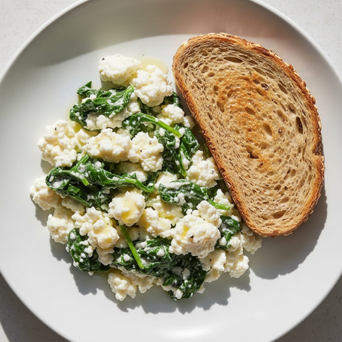 Egg White and Spinach Scramble with Cottage Cheese