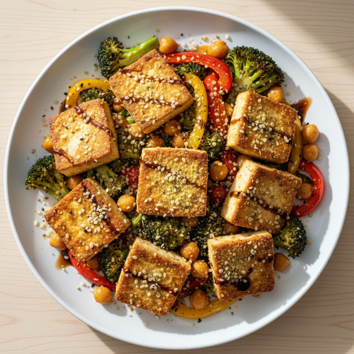 Pan-Seared Tofu with Roasted Vegetables