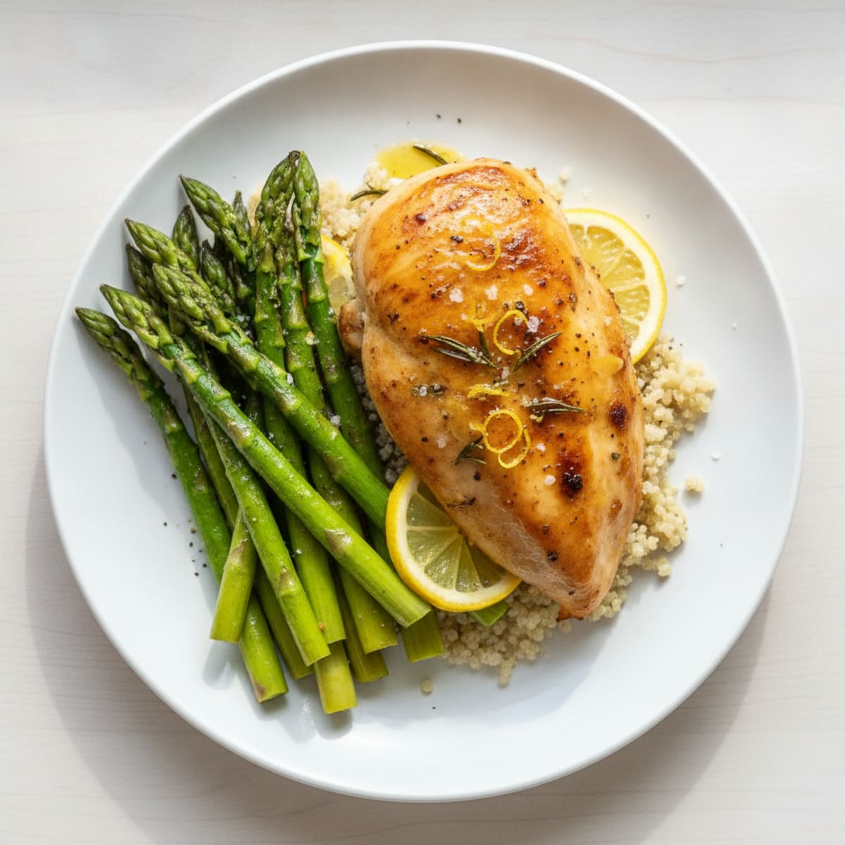 Lemon Herb Roasted Chicken with Asparagus