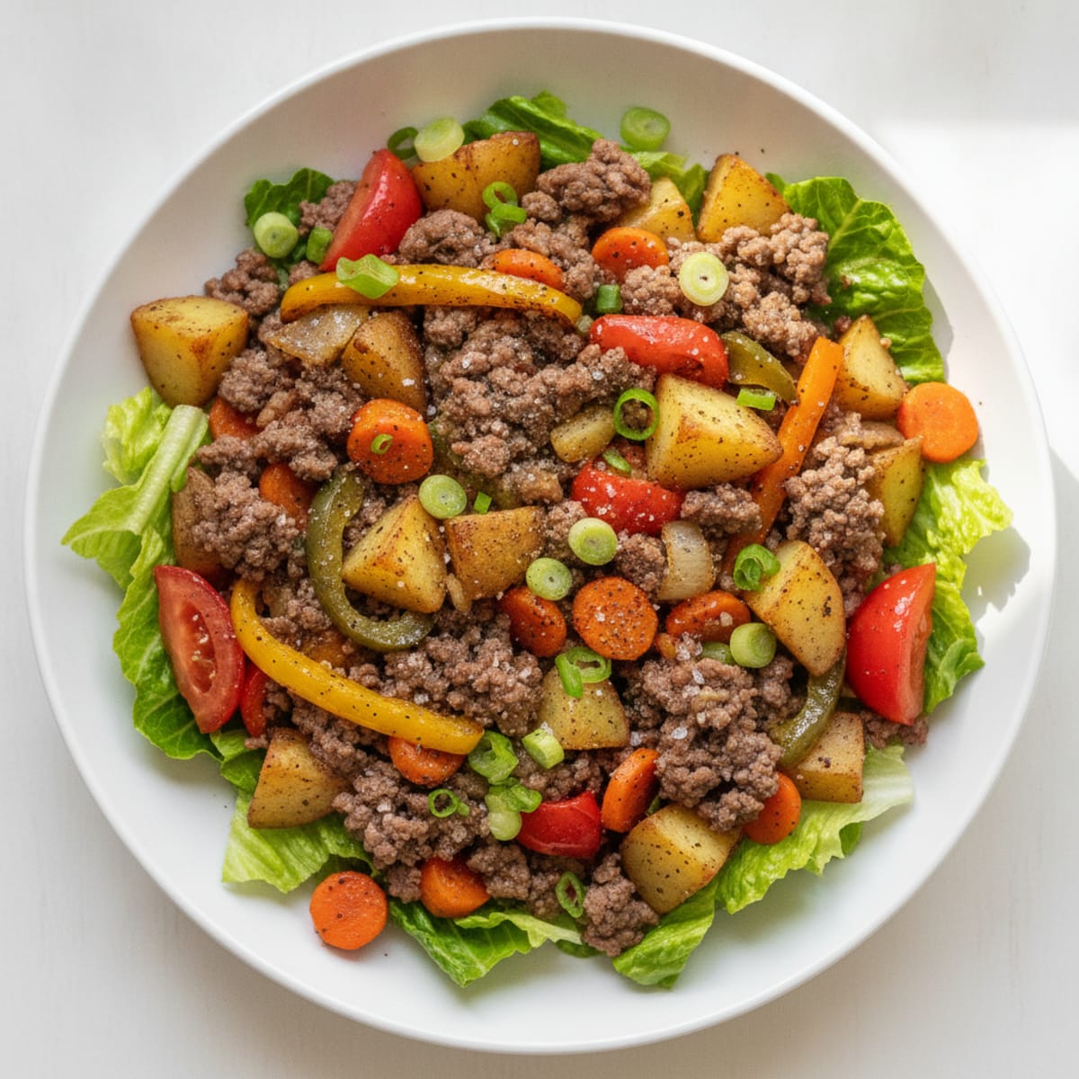 Ground Beef and Roasted Vegetable Medley