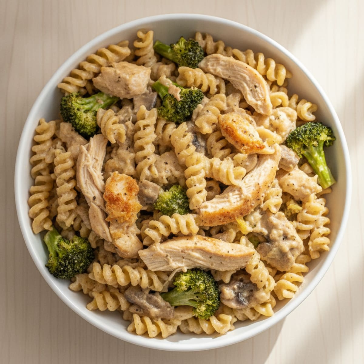 Chicken & Broccoli Mushroom Cream Pasta Bake