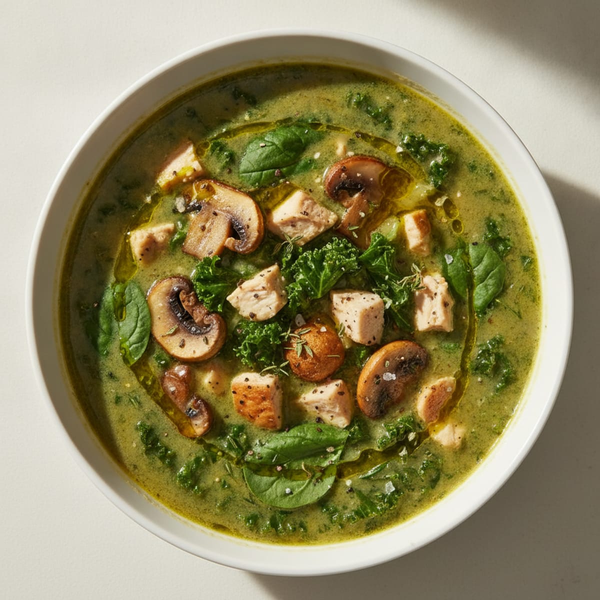 Hearty Greens and Mushroom Soup