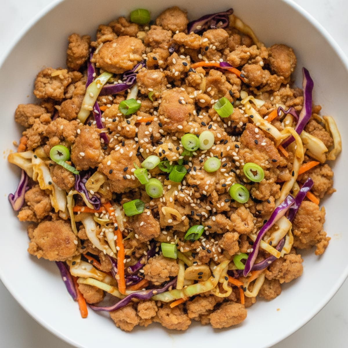 Pork Egg Roll Bowl with Sautéed Cabbage