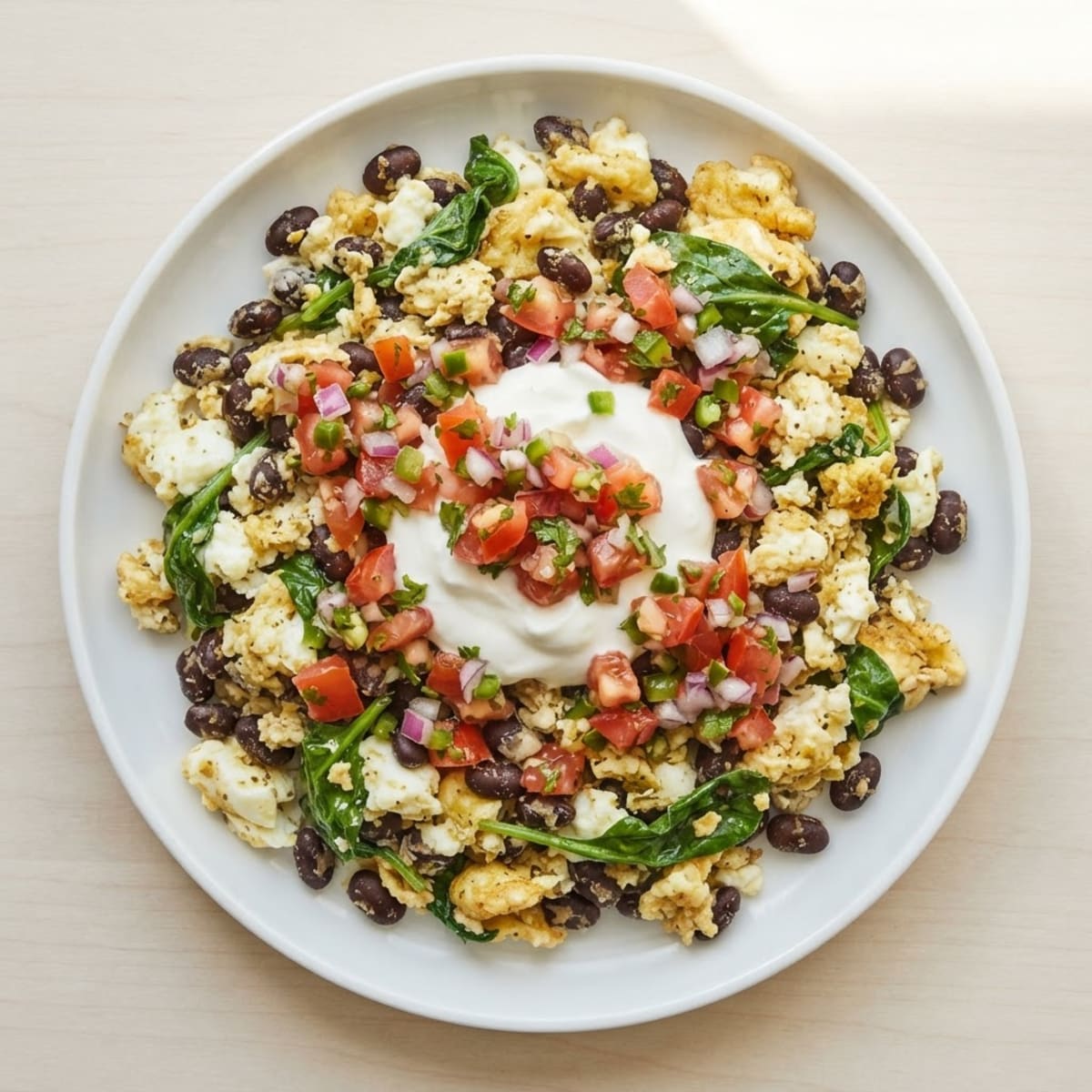 Egg White Scramble with Black Beans and Fresh Salsa
