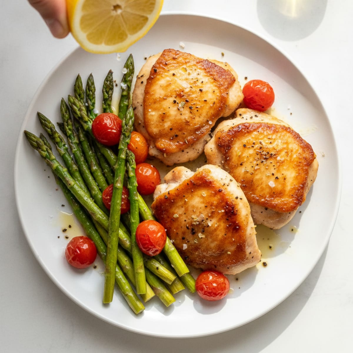 Pan-Seared Chicken Thighs with Roasted Asparagus