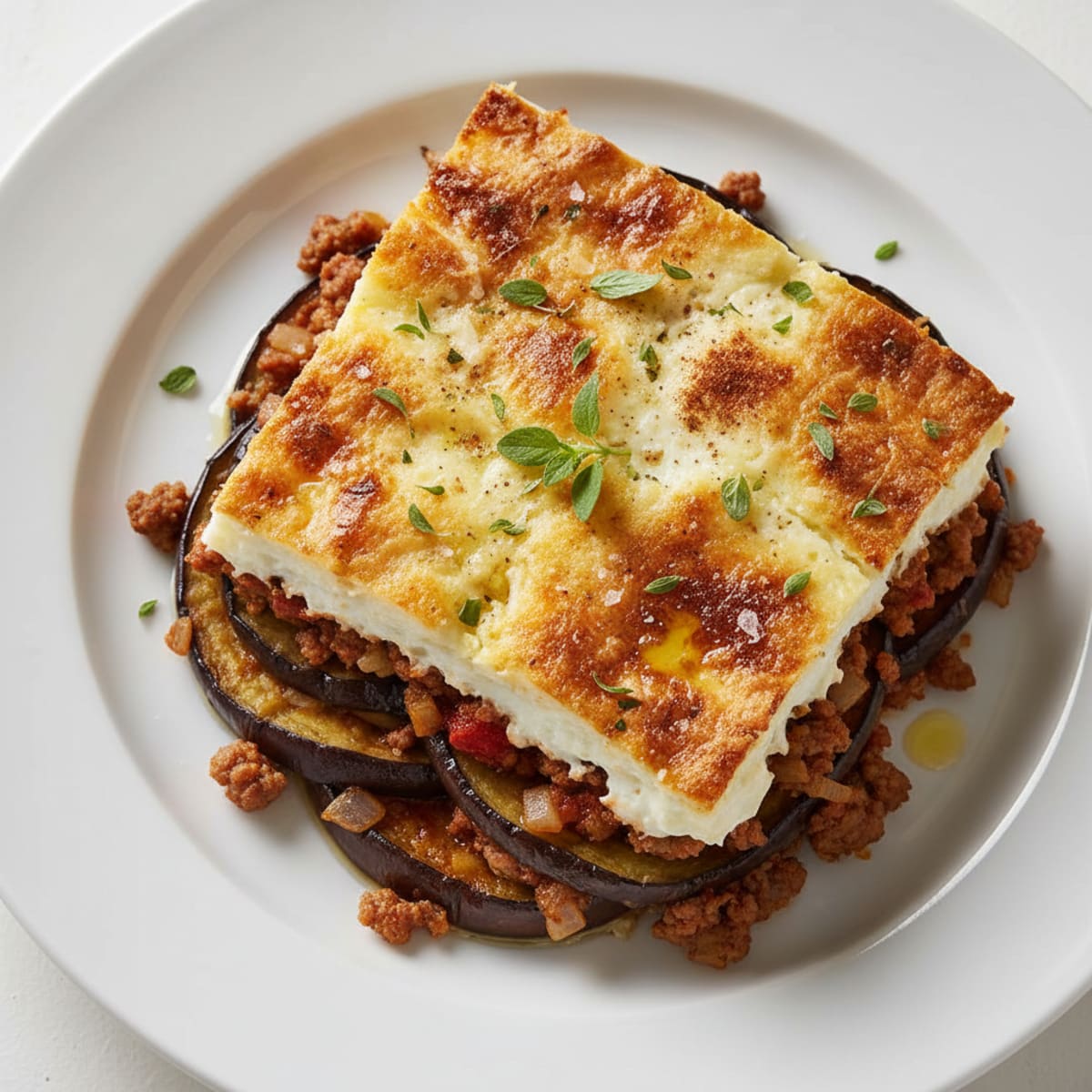 Baked Lamb Moussaka with Eggplant