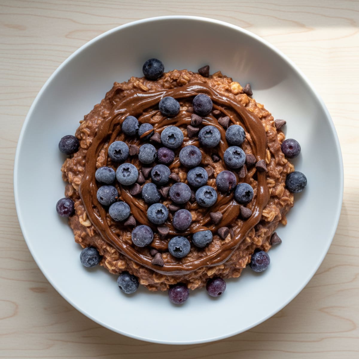 Chocolate Protein Oatmeal with Blueberries