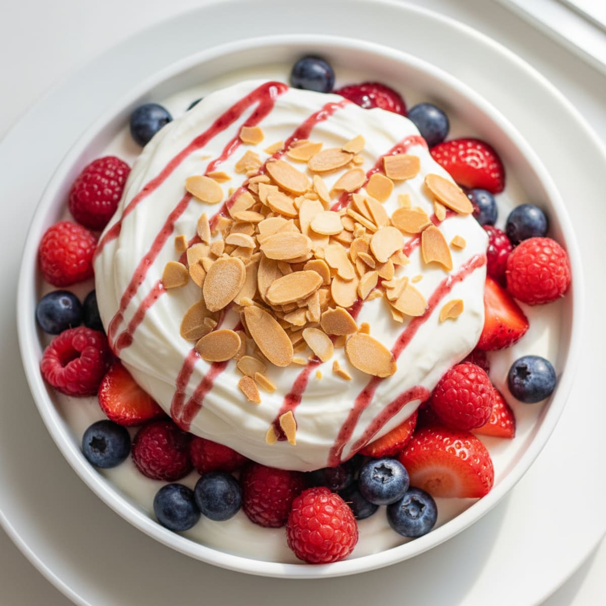 Greek Yogurt Protein Parfait with Mixed Berries and Almonds