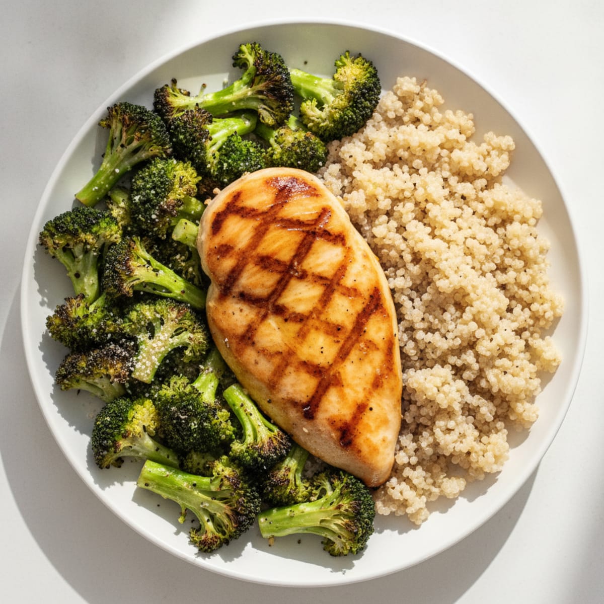 Grilled Chicken Breast with Roasted Broccoli and Quinoa