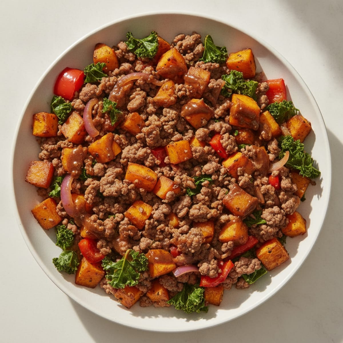 Ground Beef and Sweet Potato Skillet