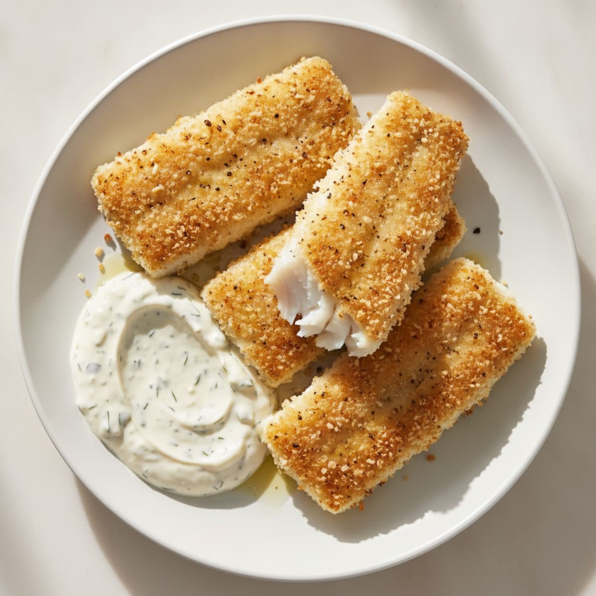 Garlic Breaded Cod with Tartar Sauce