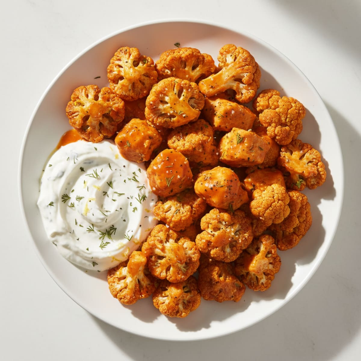 Buffalo Chicken and Cauliflower Bites