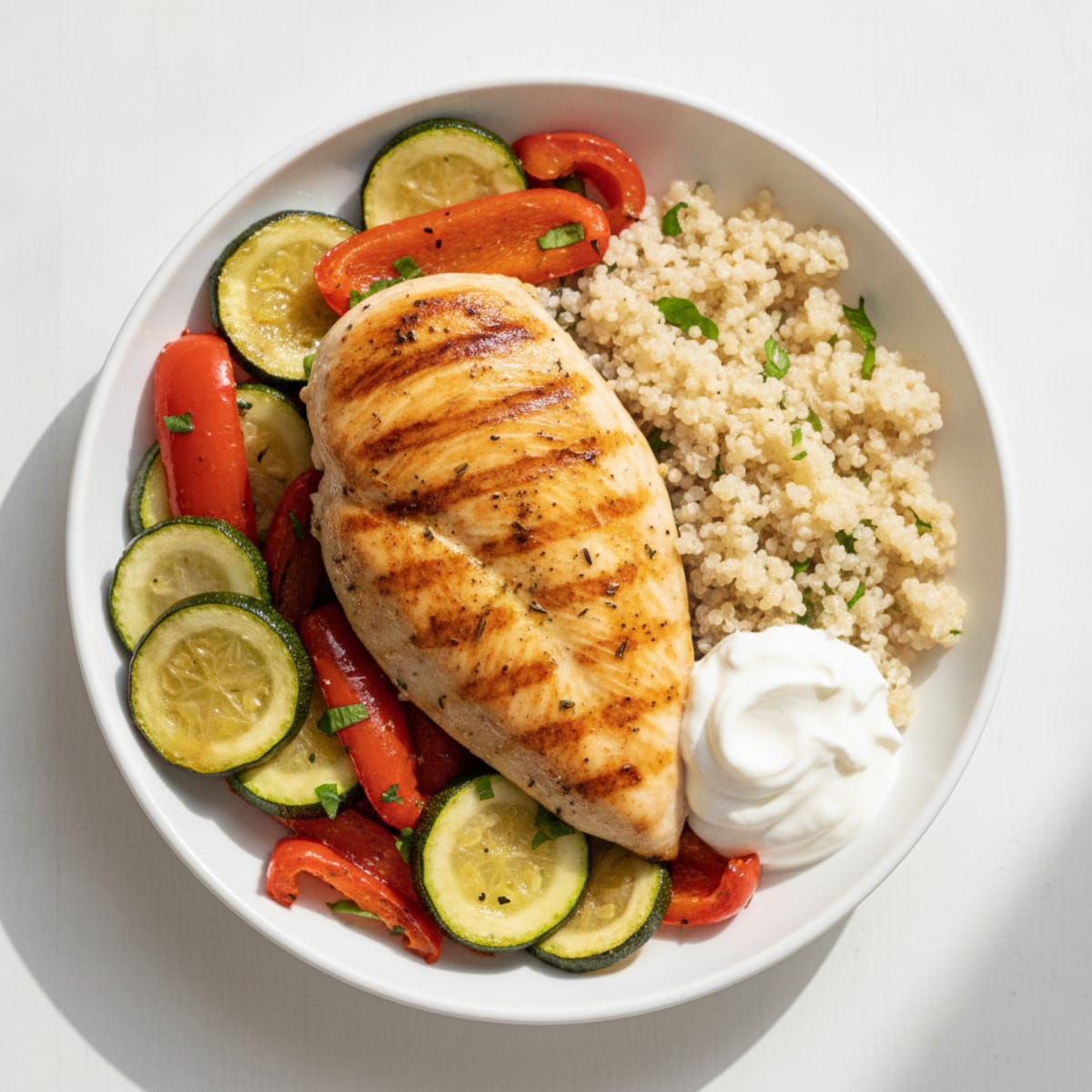 Grilled Chicken Breast with Roasted Veggies and Quinoa