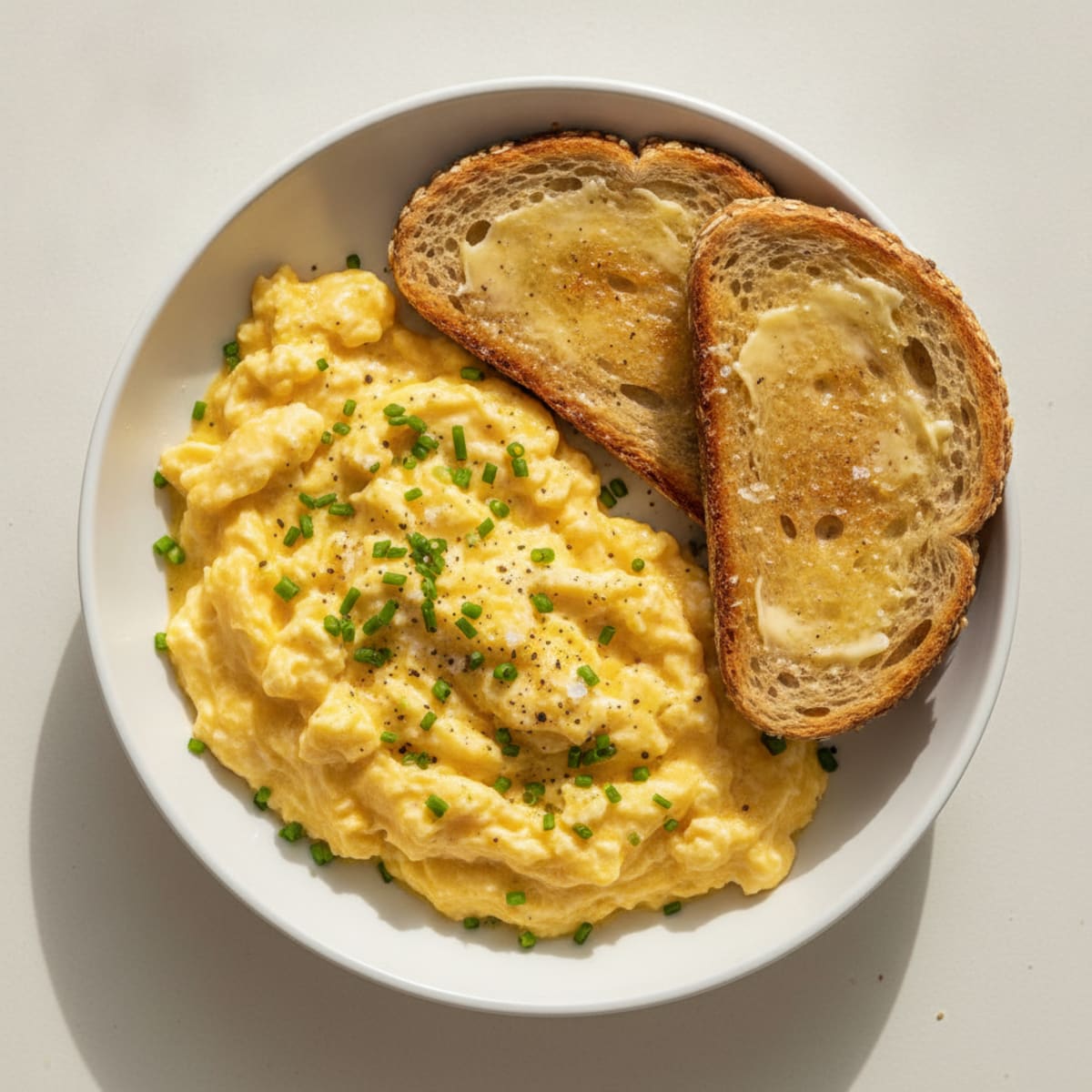 Classic Scrambled Eggs with Buttered Toast