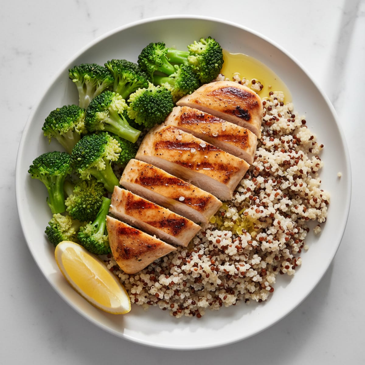 Grilled Chicken Breast with Quinoa and Steamed Broccoli