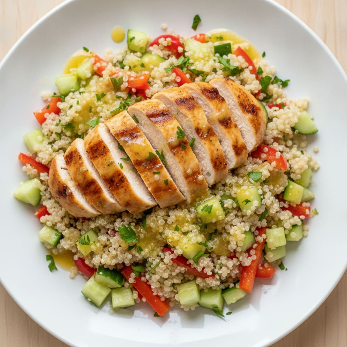 Grilled Chicken and Quinoa Salad with Crunchy Vegetables