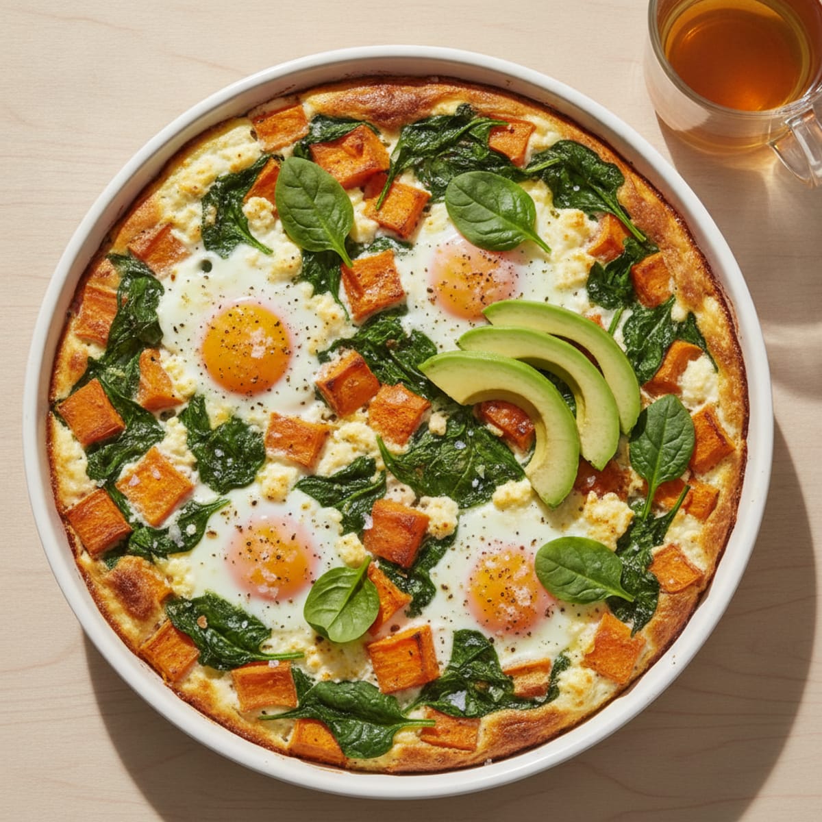 Baked Eggs with Sweet Potato and Spinach