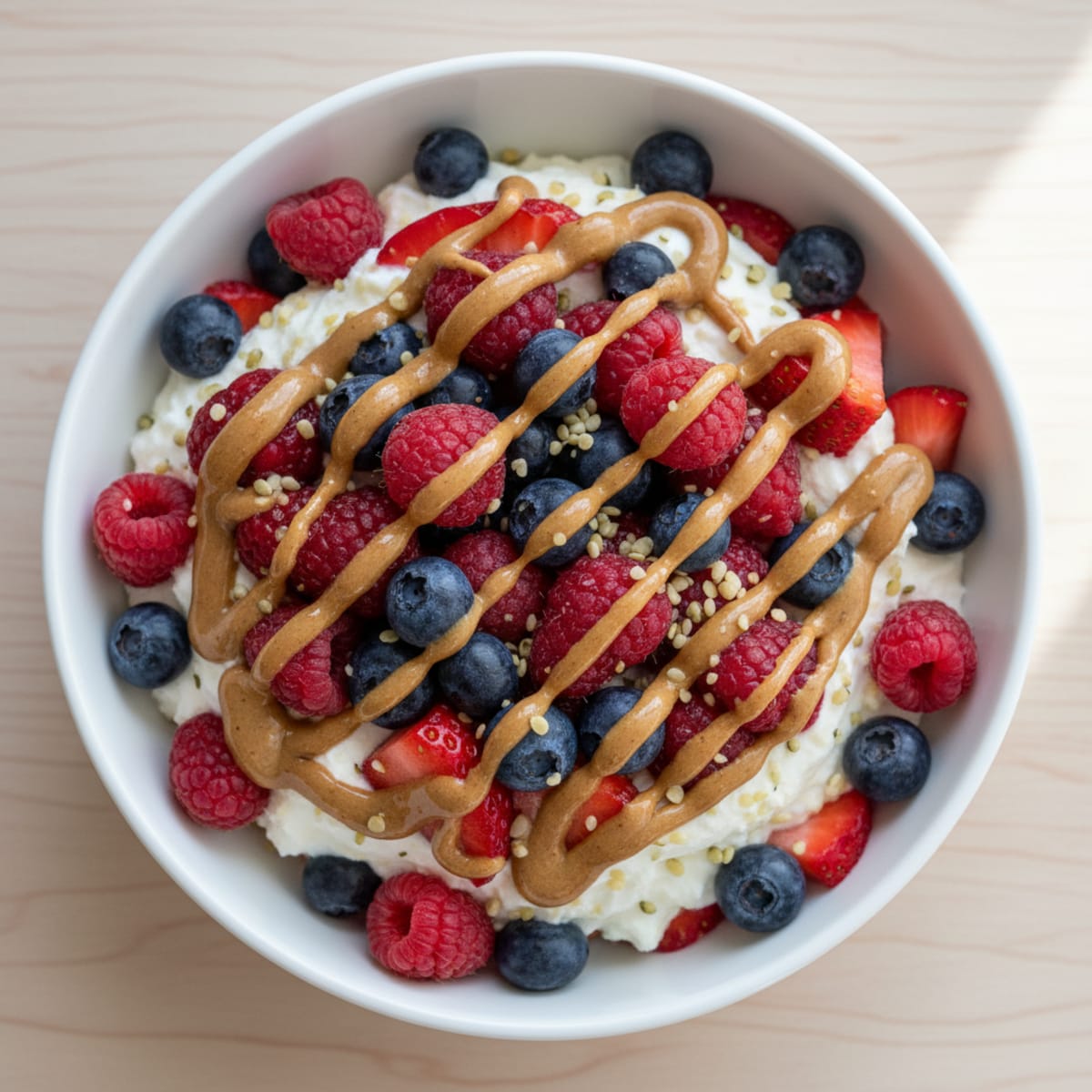 Greek Yogurt Protein Parfait with Mixed Berries and Almond Butter
