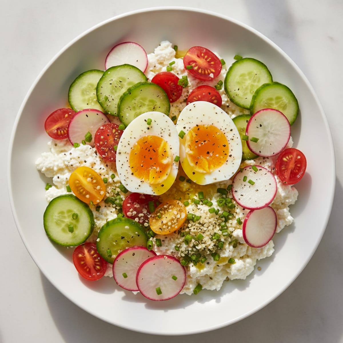 Garden Vegetable Cottage Cheese Bowl