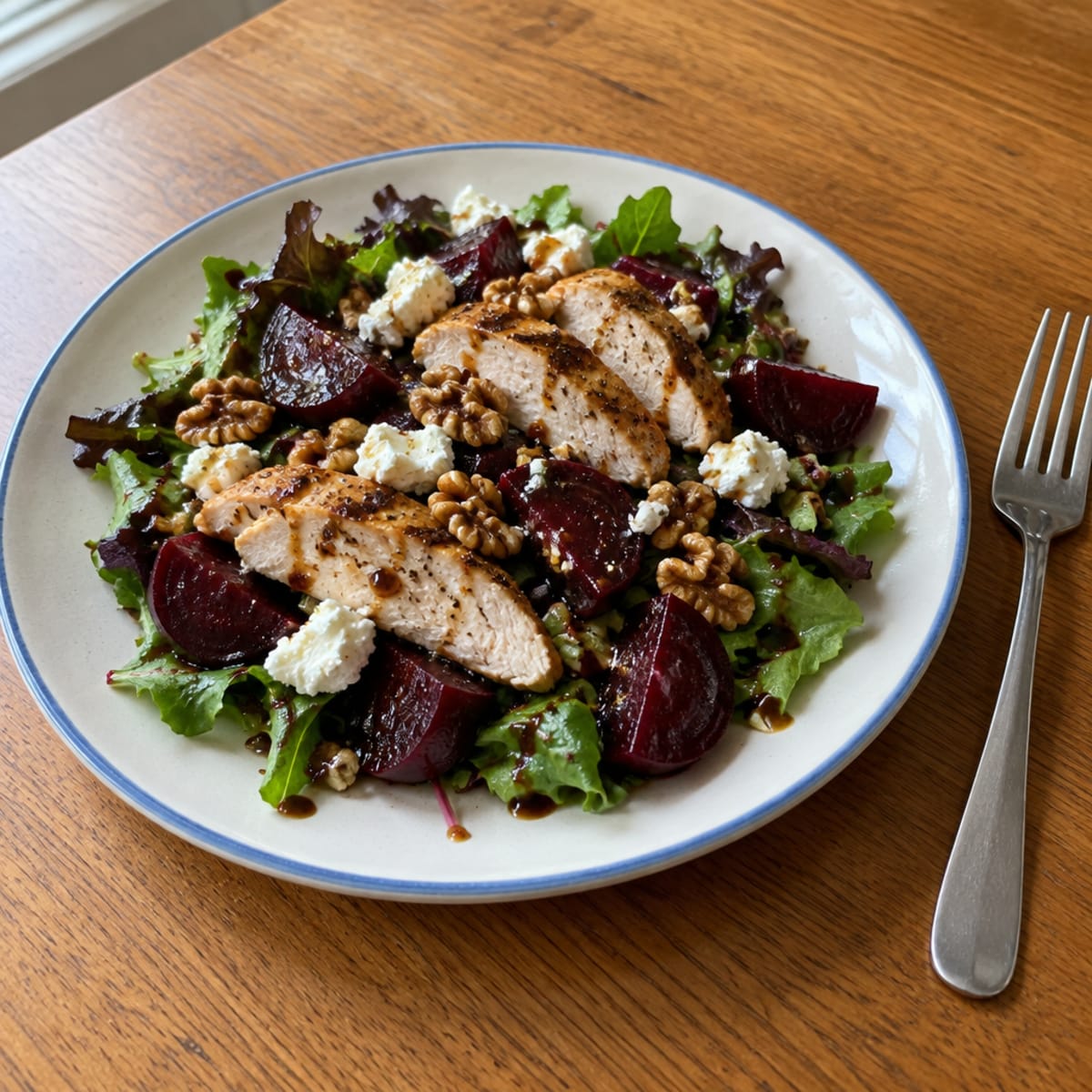 Roasted beet and goat cheese salad
