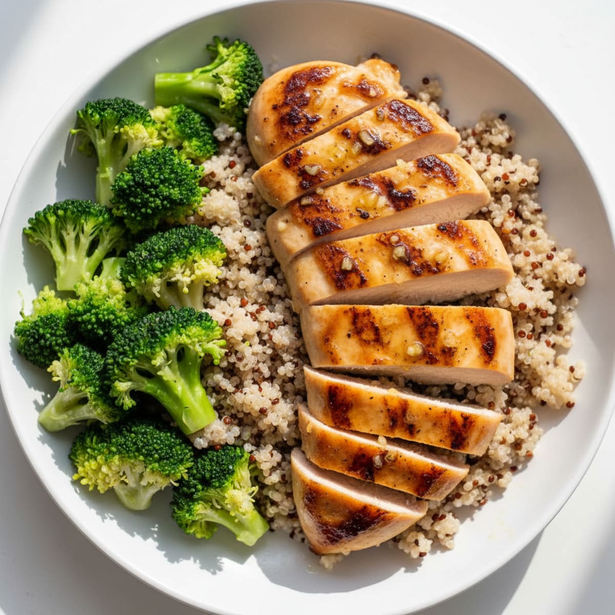 Grilled Chicken Breast with Quinoa and Steamed Broccoli