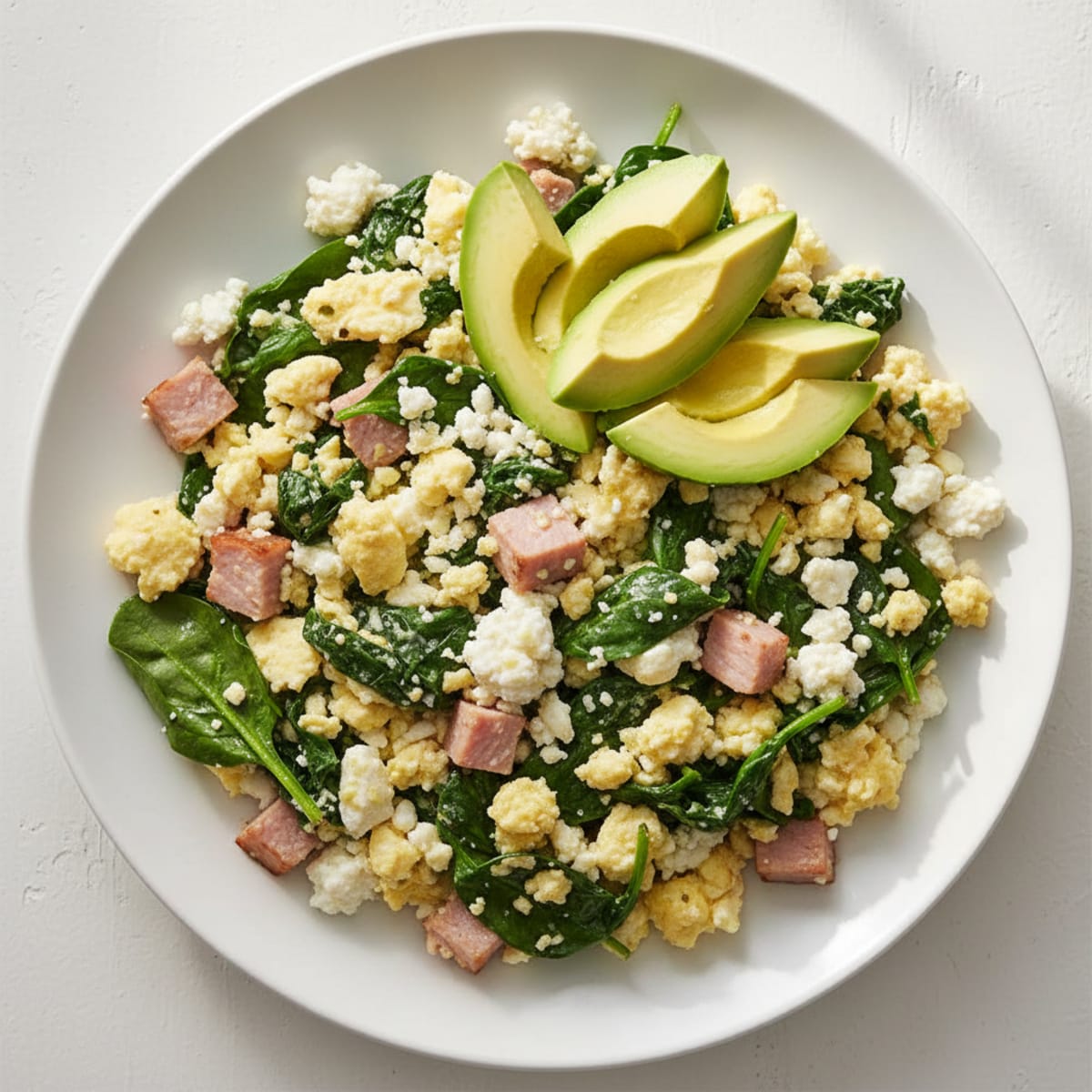 Cottage Cheese Scramble with Spinach and Smoked Turkey