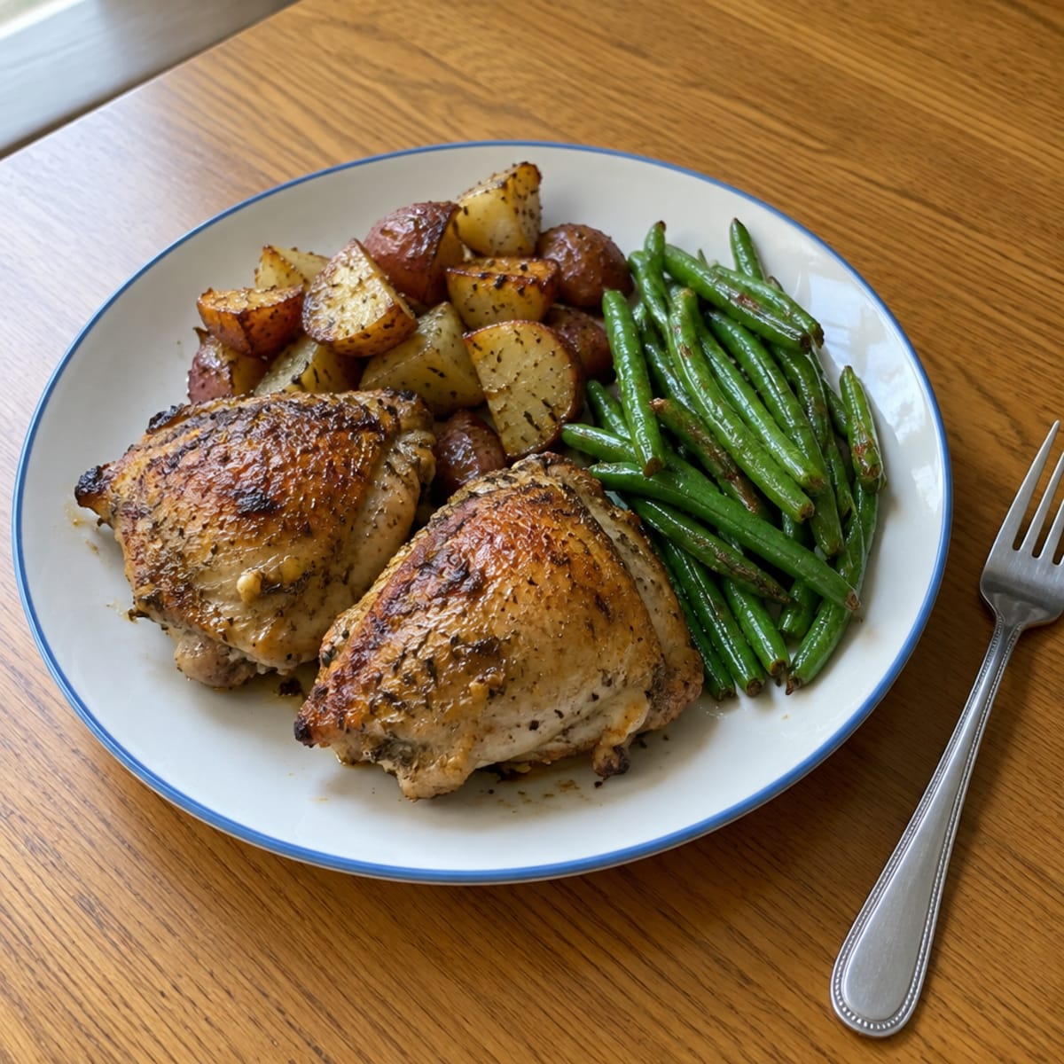 Lemon herb roasted chicken thighs