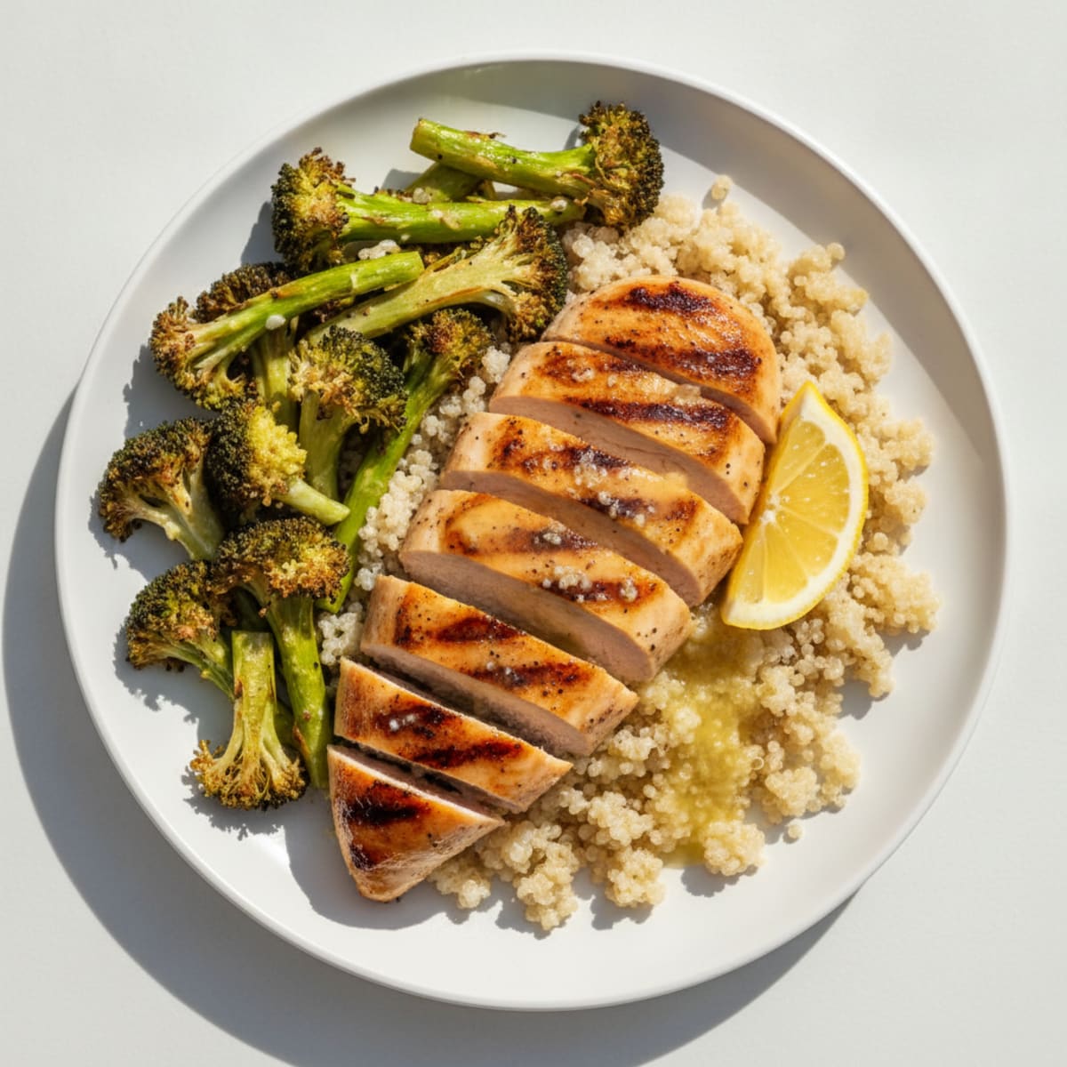 Grilled Chicken Breast with Roasted Broccoli and Quinoa