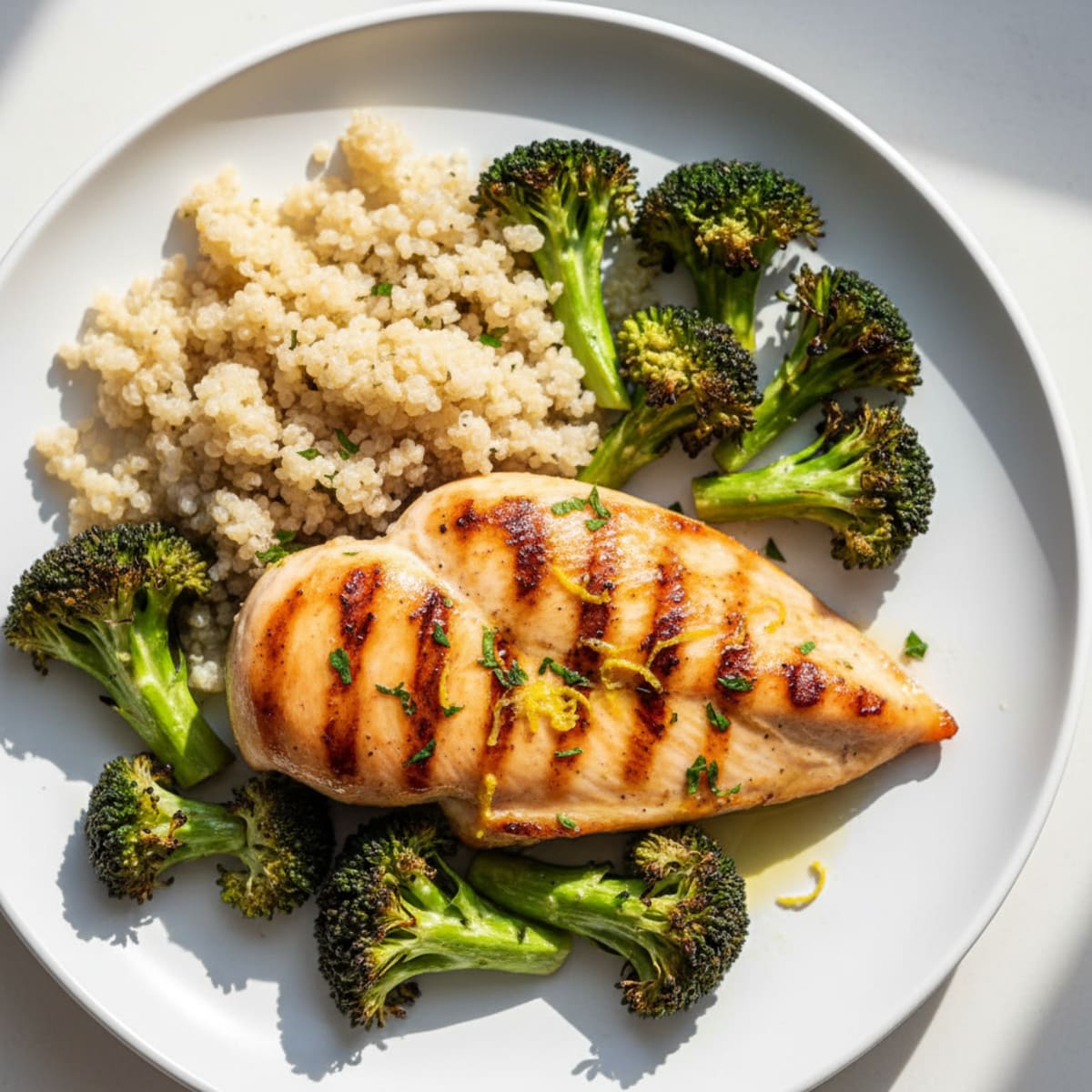Grilled Chicken Breast with Roasted Broccoli and Quinoa
