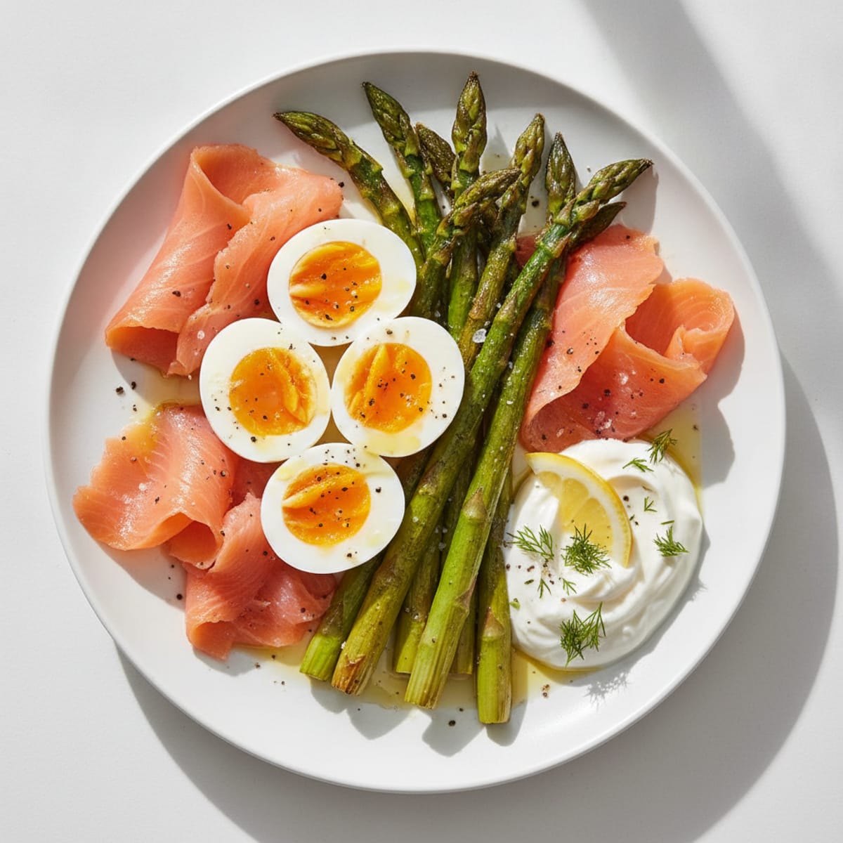 Soft-Boiled Eggs with Roasted Asparagus and Smoked Salmon