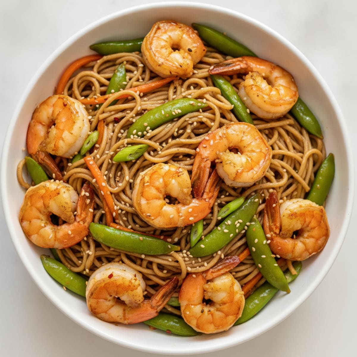Sesame-Ginger Shrimp Soba Noodle Bowl