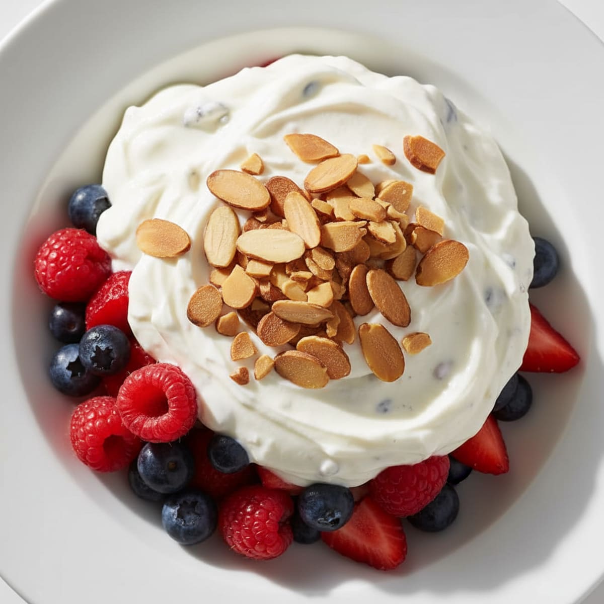 Greek Yogurt Protein Parfait with Mixed Berries and Almonds