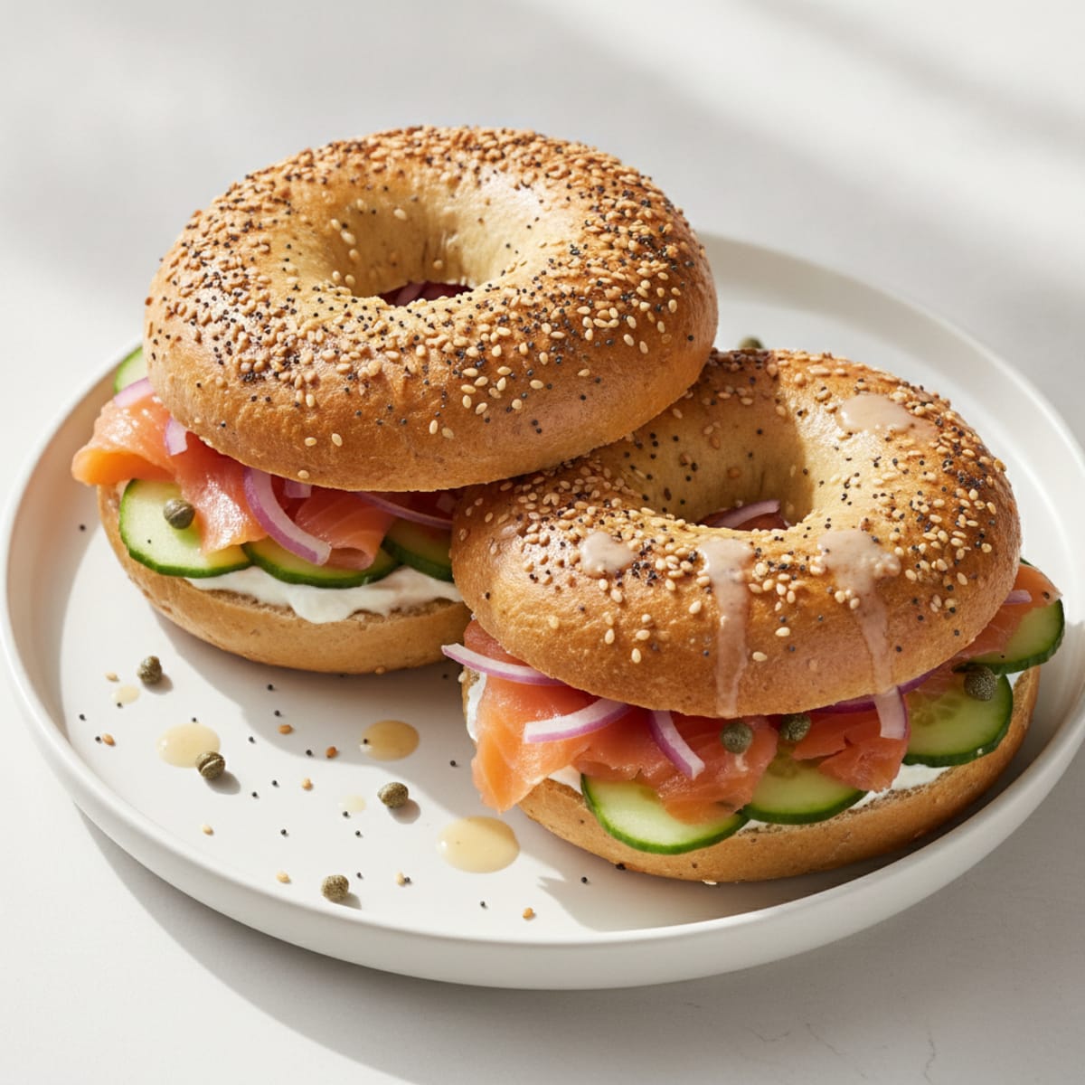 Savory Protein Bagels with Everything Seasoning