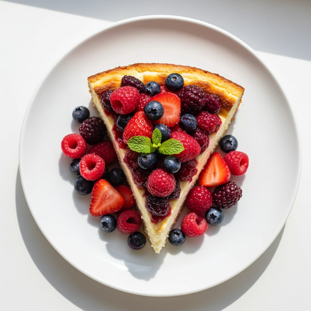 Greek Yogurt Protein Cheesecake with Mixed Berries