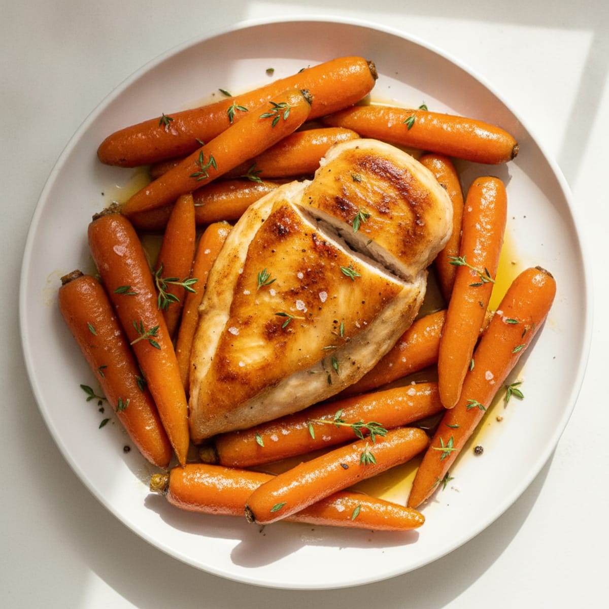 Maple Braised Carrots with Thyme Chicken