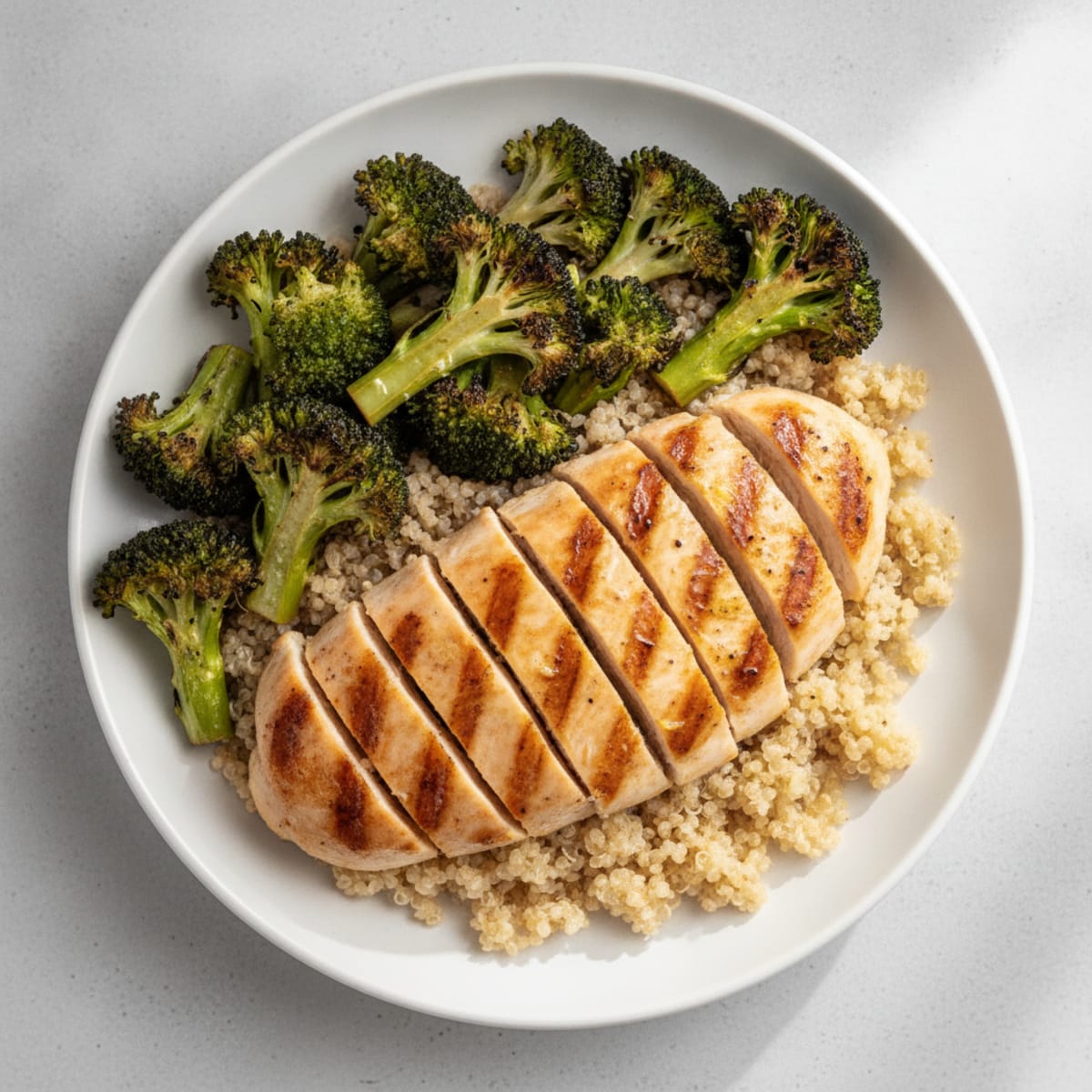 Grilled Chicken Breast with Roasted Broccoli and Quinoa
