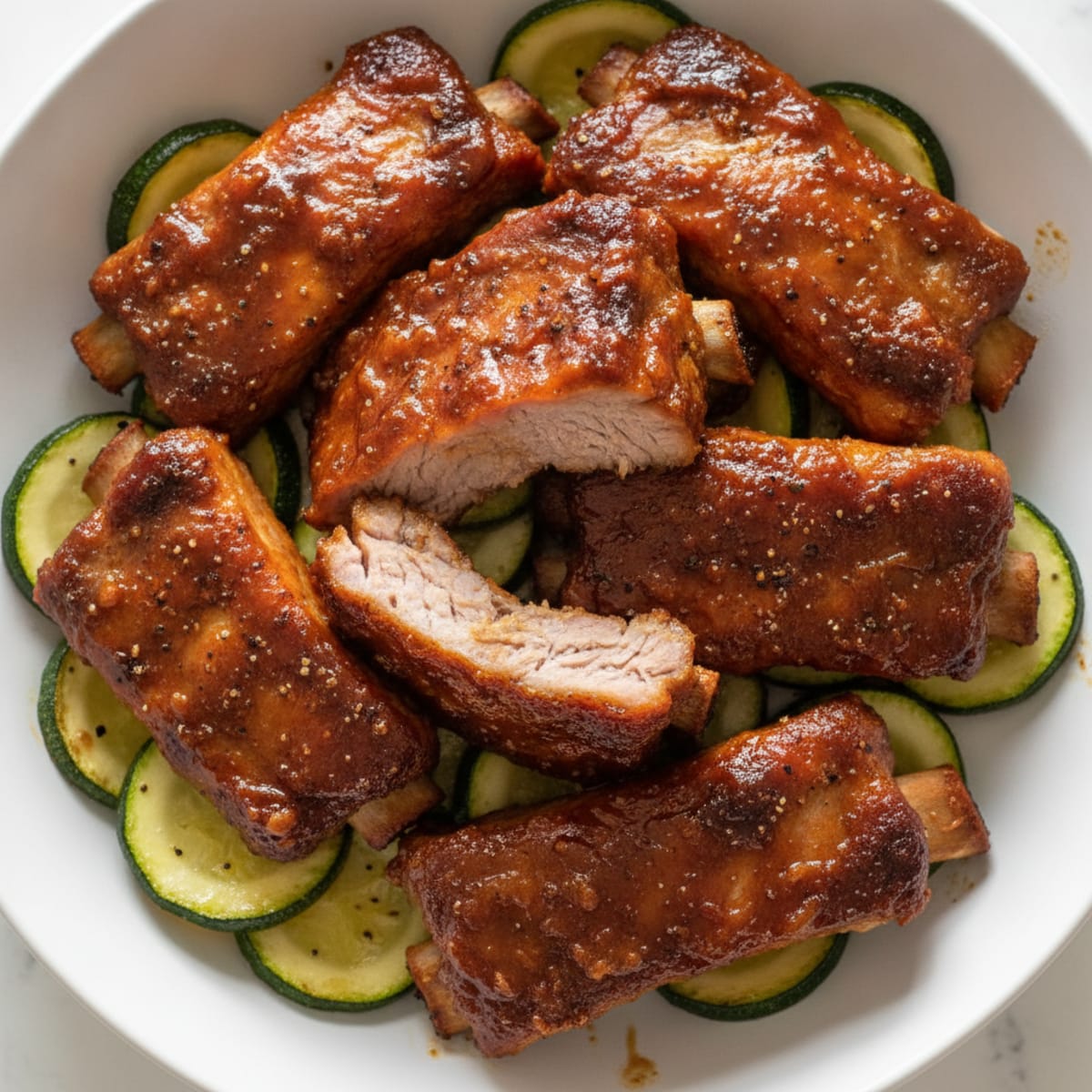 Baked Boneless Pork Ribs with BBQ Glaze