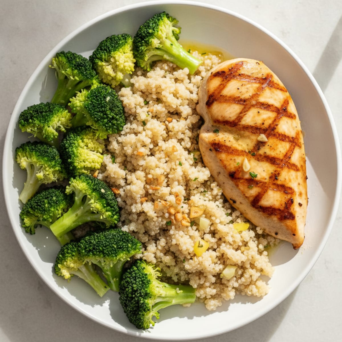 Grilled Chicken Breast with Quinoa and Steamed Broccoli