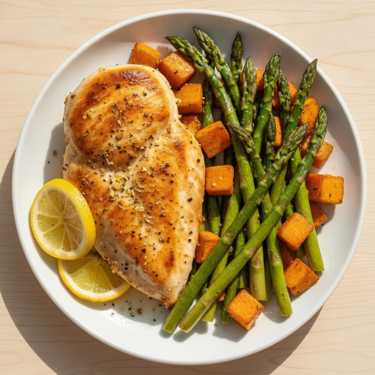 Pan-Seared Chicken with Roasted Asparagus