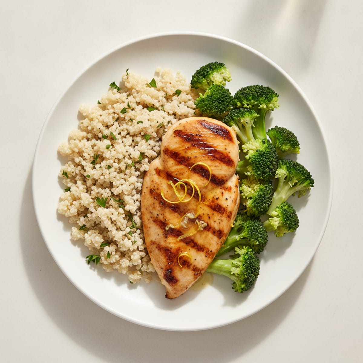 Grilled Chicken Breast with Quinoa and Steamed Broccoli
